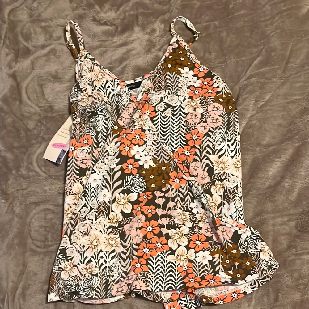 Floral Camisole with Orange and Cream Accents